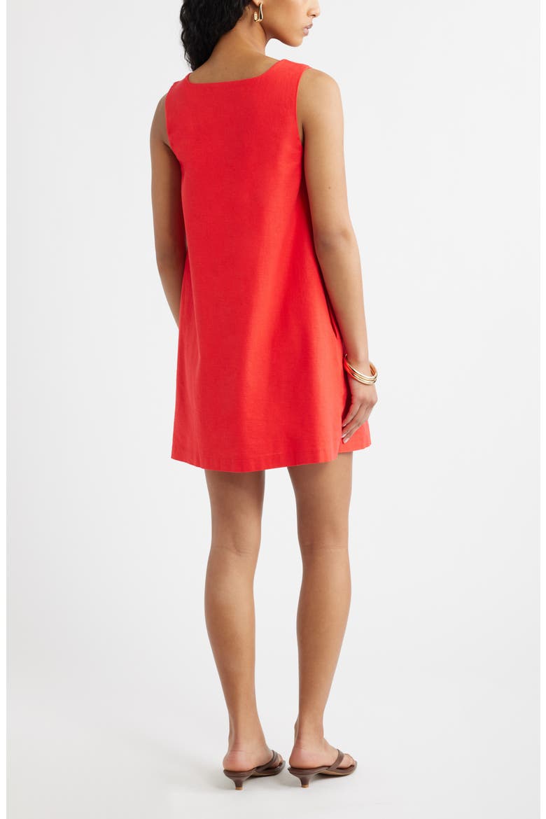 Linen Blend Shift Dress, Alternate, color, RED TOMATO