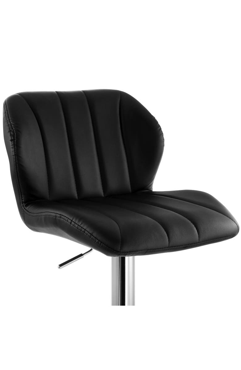 Elama 2 Piece Adjustable Striped Faux Leather Tufted Bar Stool, Alternate, color, Black