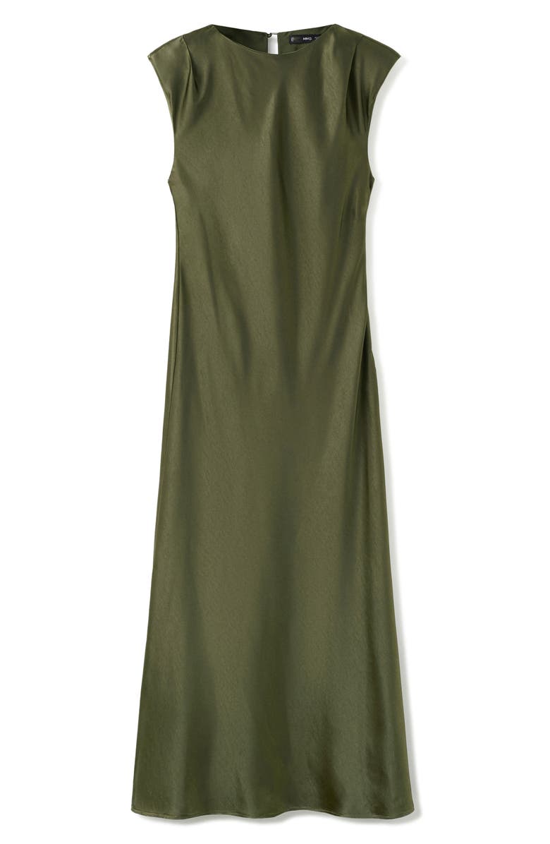MANGO Sleeveless Satin Maxi Dress, Main, color, Green