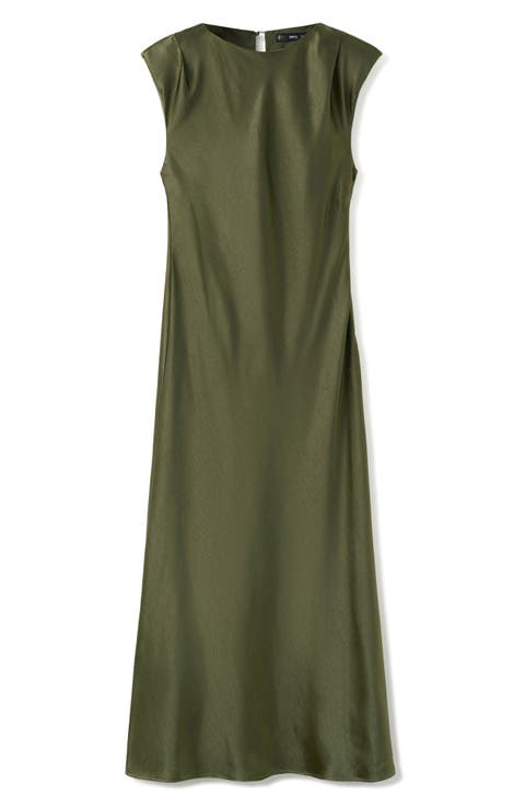 Sleeveless Satin Maxi Dress