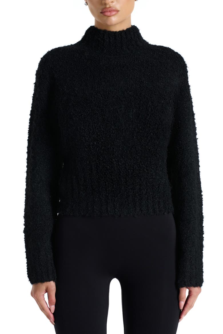 Turtleneck Bouclé Sweater, Main, color, BLACK