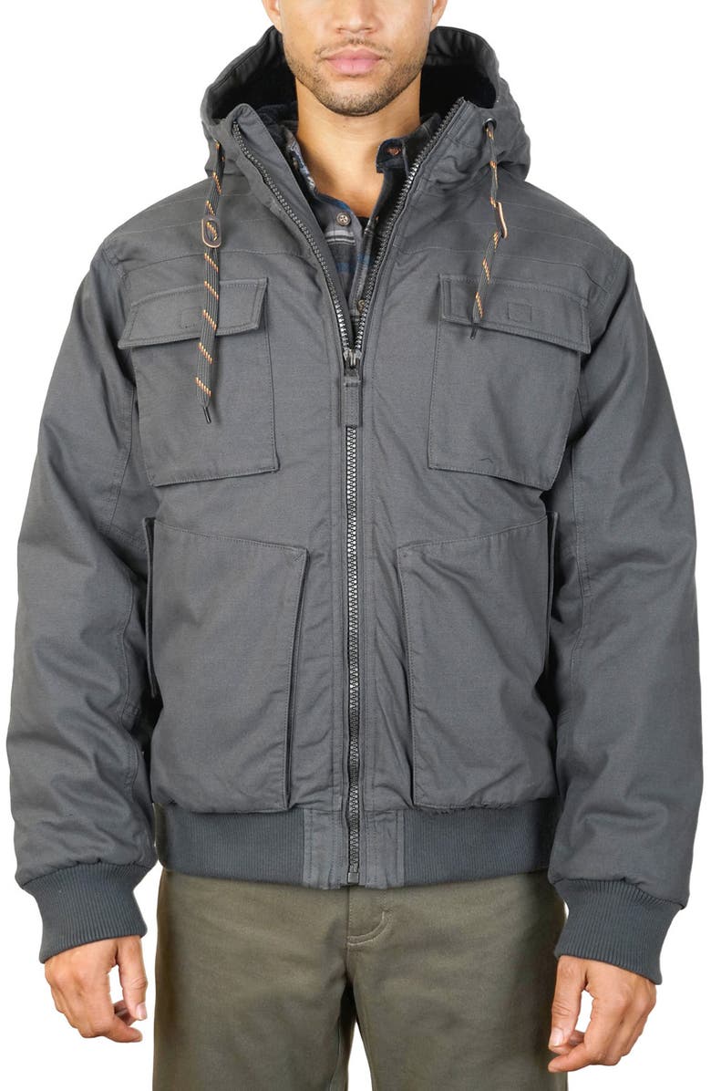 HAWKE & CO Cotton 4-Pocket Hooded Jacket, Main, color, Dark Ebony