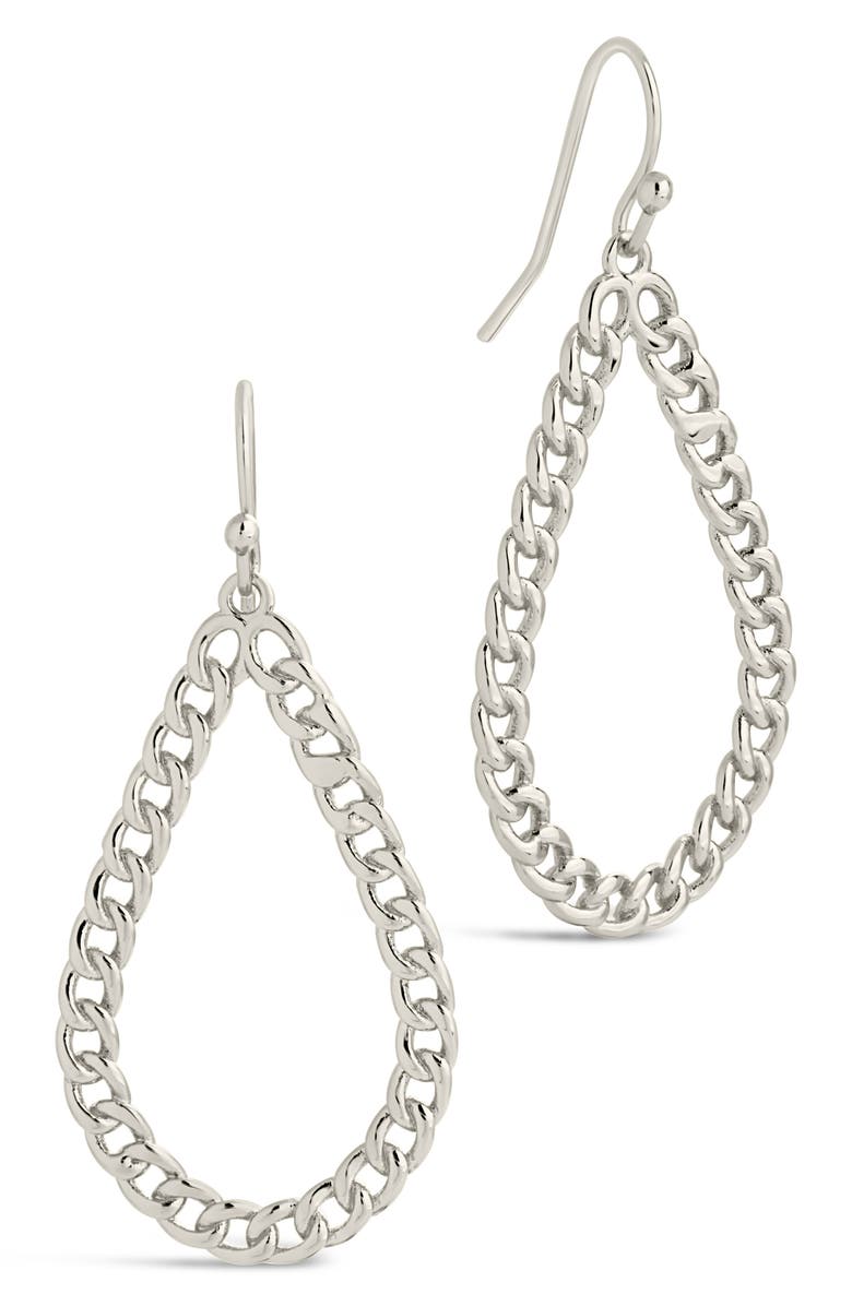 Sterling Forever Nikole Chain Link Teardrop Earrings, Main, color, Silver
