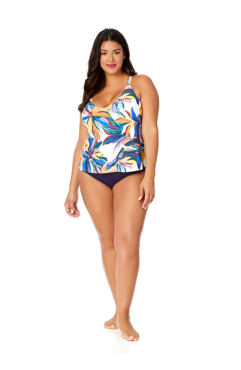 Anne Cole Plus Women's Plus Riviera Floral Easy Triangle Tankini Swim Top, Alternate, color, Riviera Floral