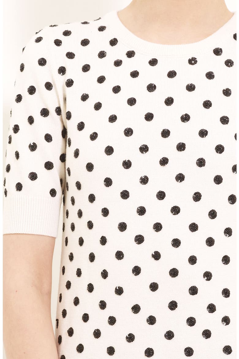 Polka Dot Short Sleeve Sweater, Alternate, color, WHITE