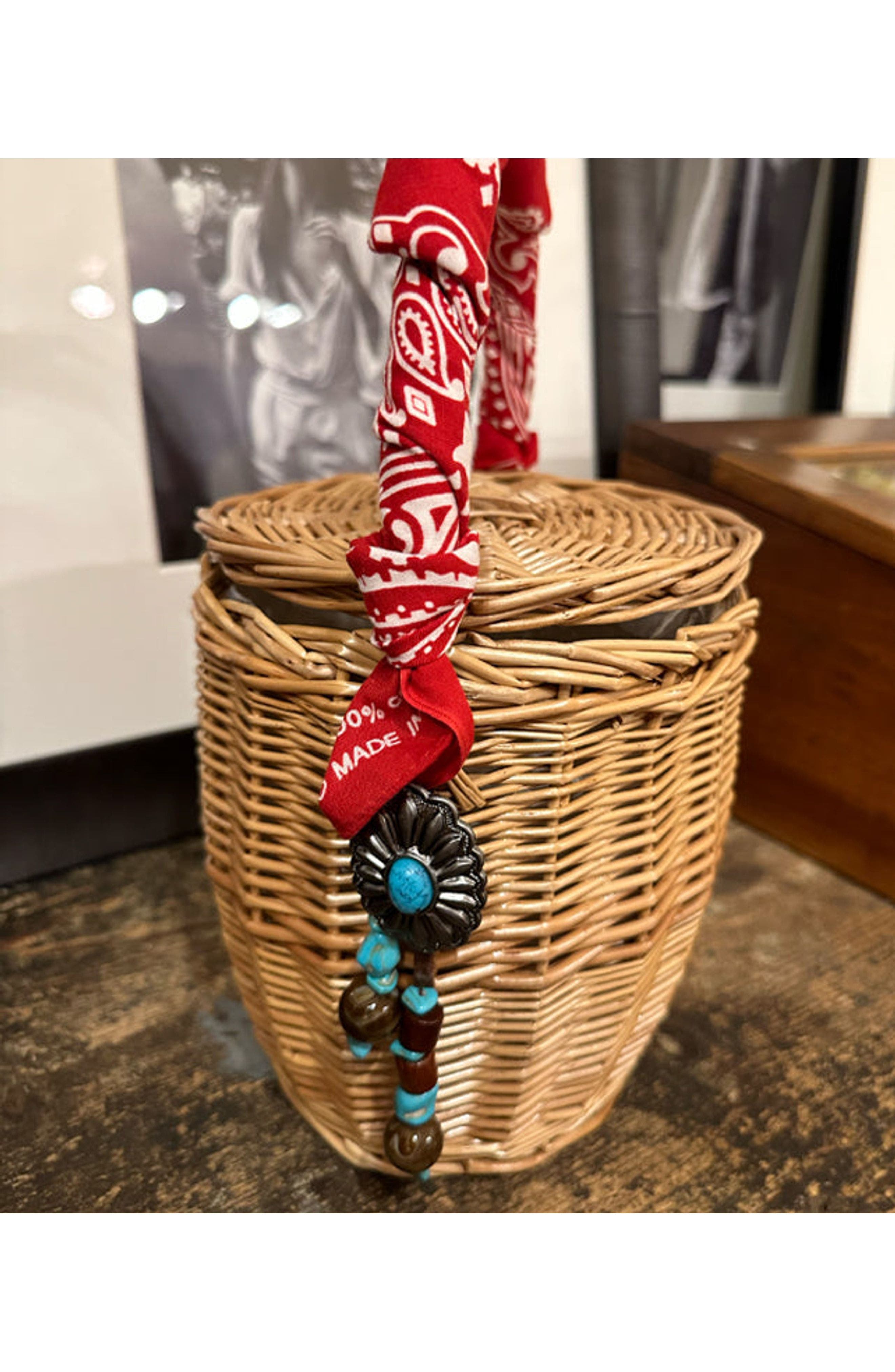 Fortela Wicker Concho Small Handbag, Alternate, color, Red