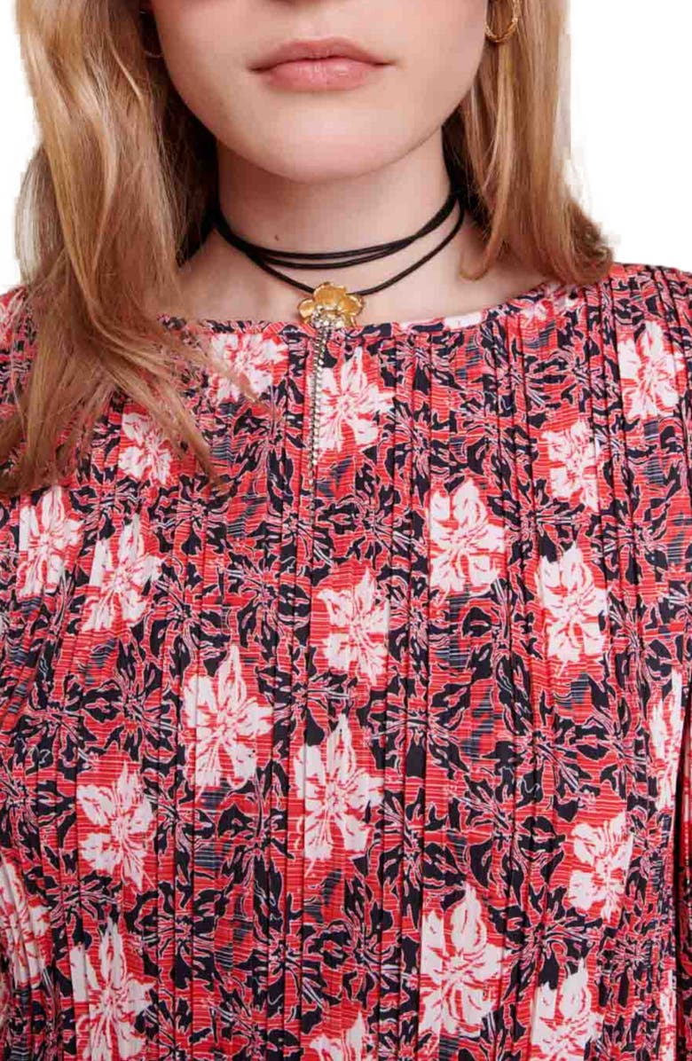 maje Rockana Floral Long Sleeve Dress, Alternate, color, 