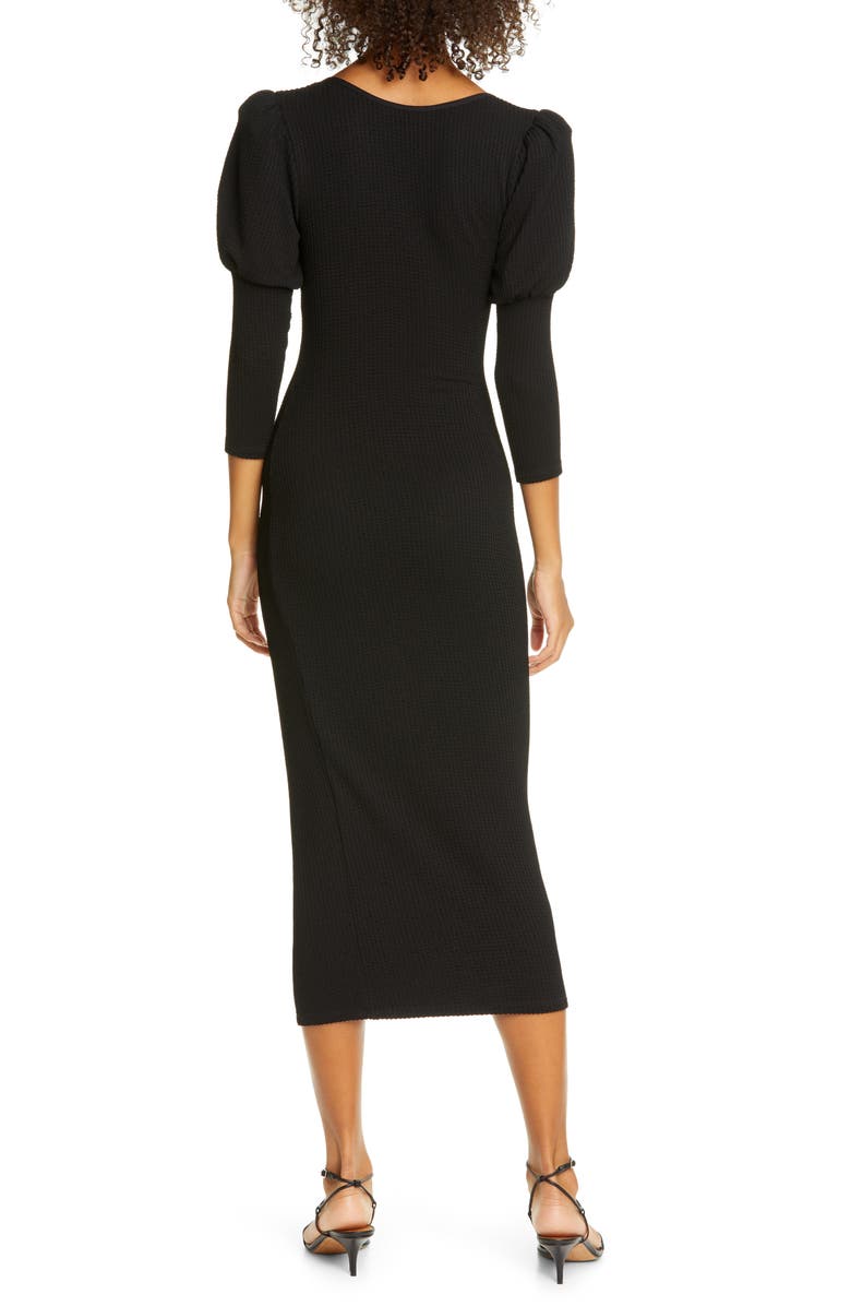 Smythe Juliet Sleeve Rib Midi Dress, Alternate, color, Black Rib