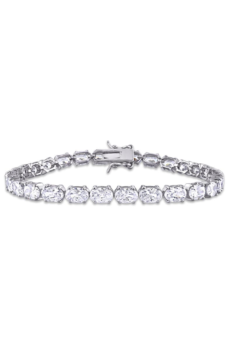 Julianna B. Cubic Zirconia Oval Tennis Bracelet, Main, color, Sterling Silver