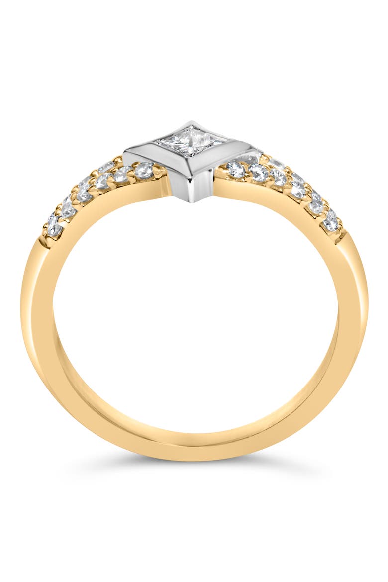 10K Two Tone Color 1/2 Cttw Diamond Kite and Split Shank Ring, Alternate, color, Yellow