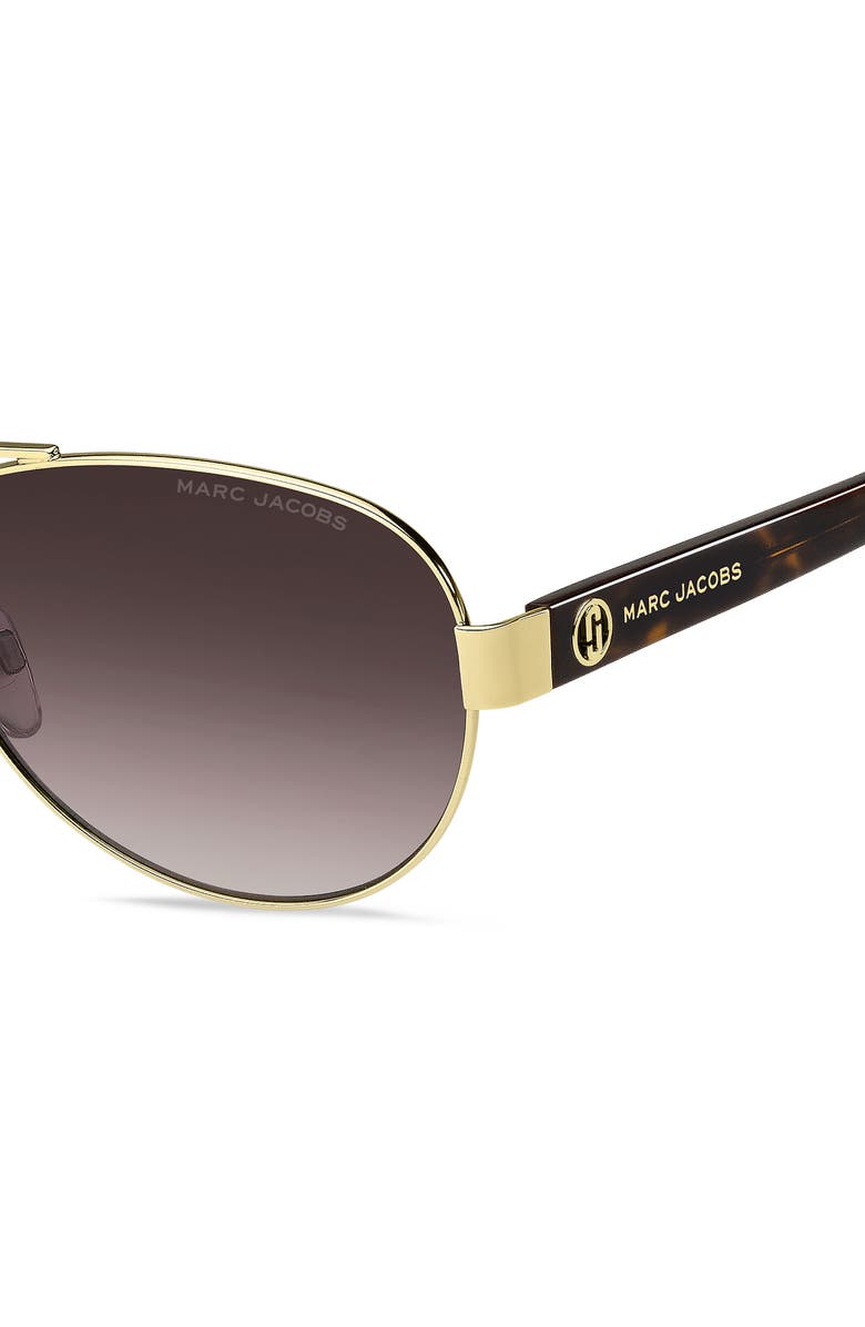 Marc Jacobs 60mm Aviator Sunglasses, Alternate, color, Gold Havana/ Brown Gradient
