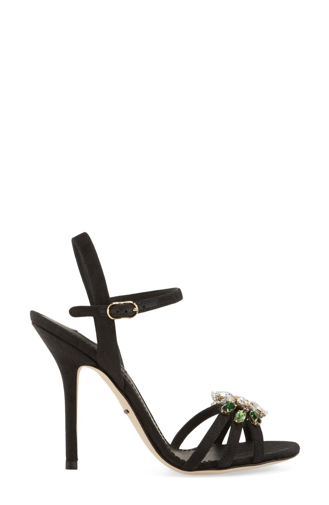 Jeweled Strappy Sandal, Alternate, color, BLACK
