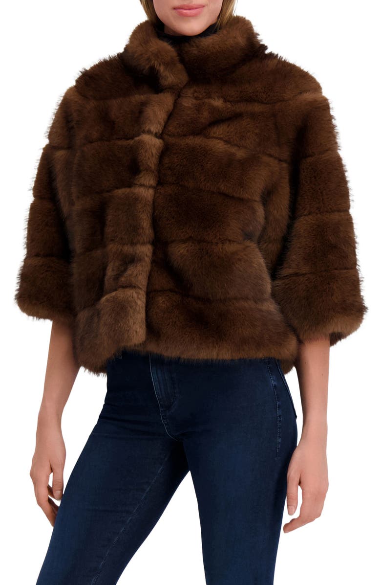 Lyla Grant Fur-Free Sable (Faux Fur) Jacket, Alternate, color, Brown