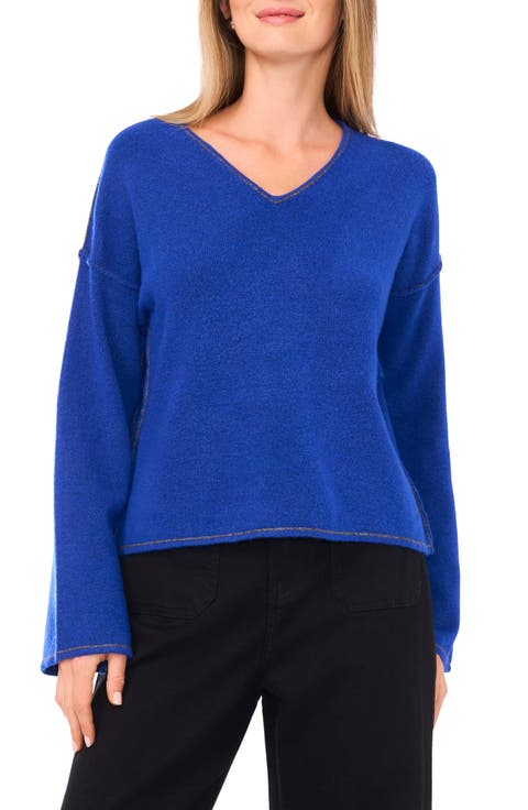 Contrast Detail V-Neck Sweater