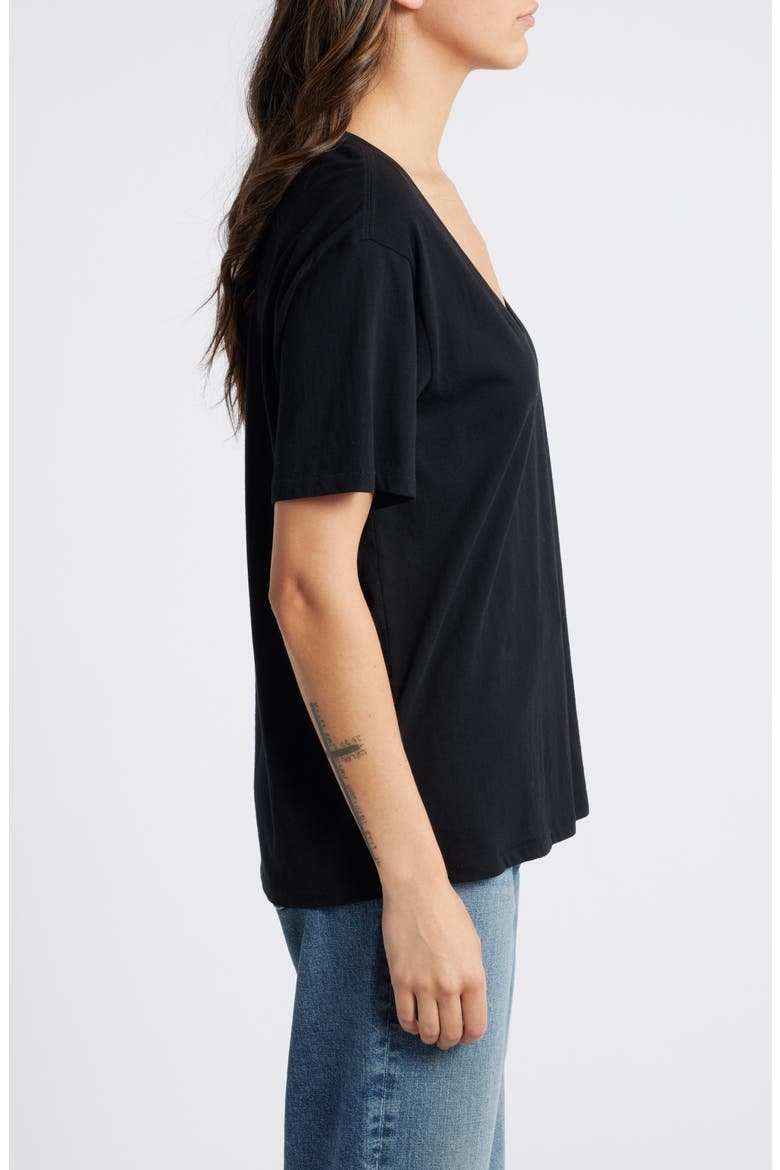 Relaxed Scoop Neck Cotton T-Shirt, Alternate, color, BLACK