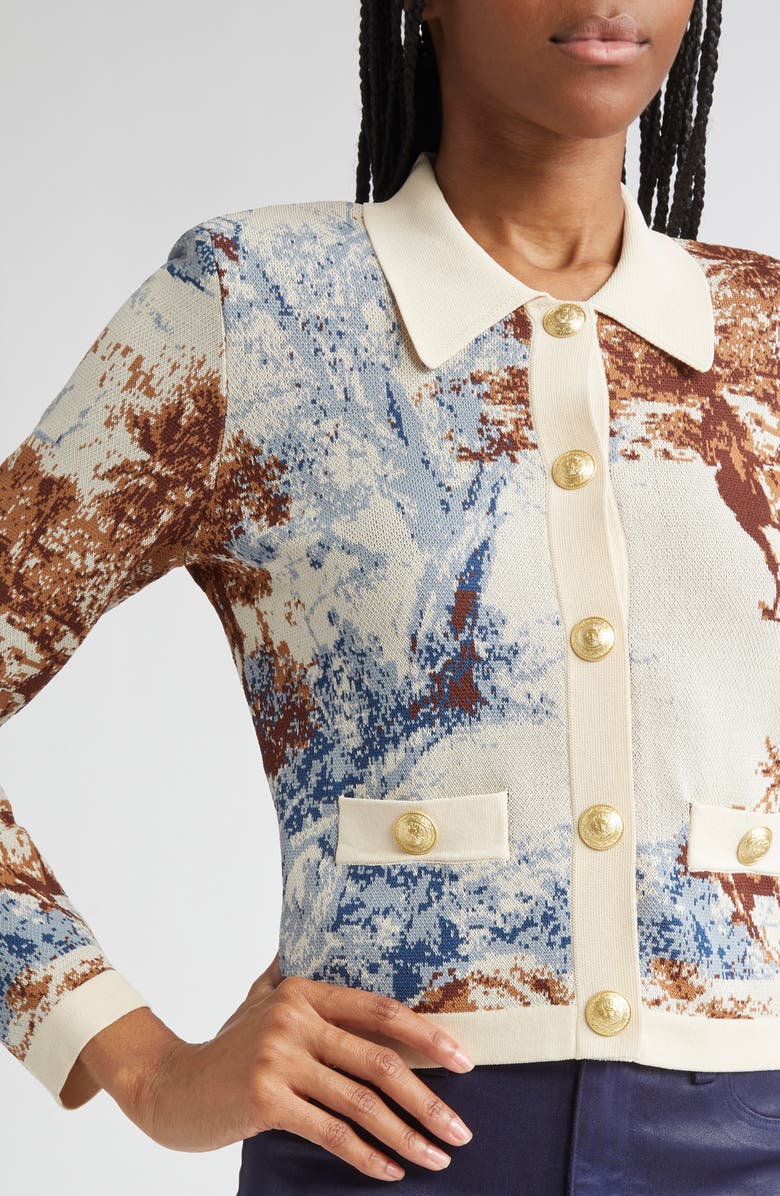 L'AGENCE Osiris Jacquard Knit Jacket, Alternate, color, Tan Mountain Western Toile