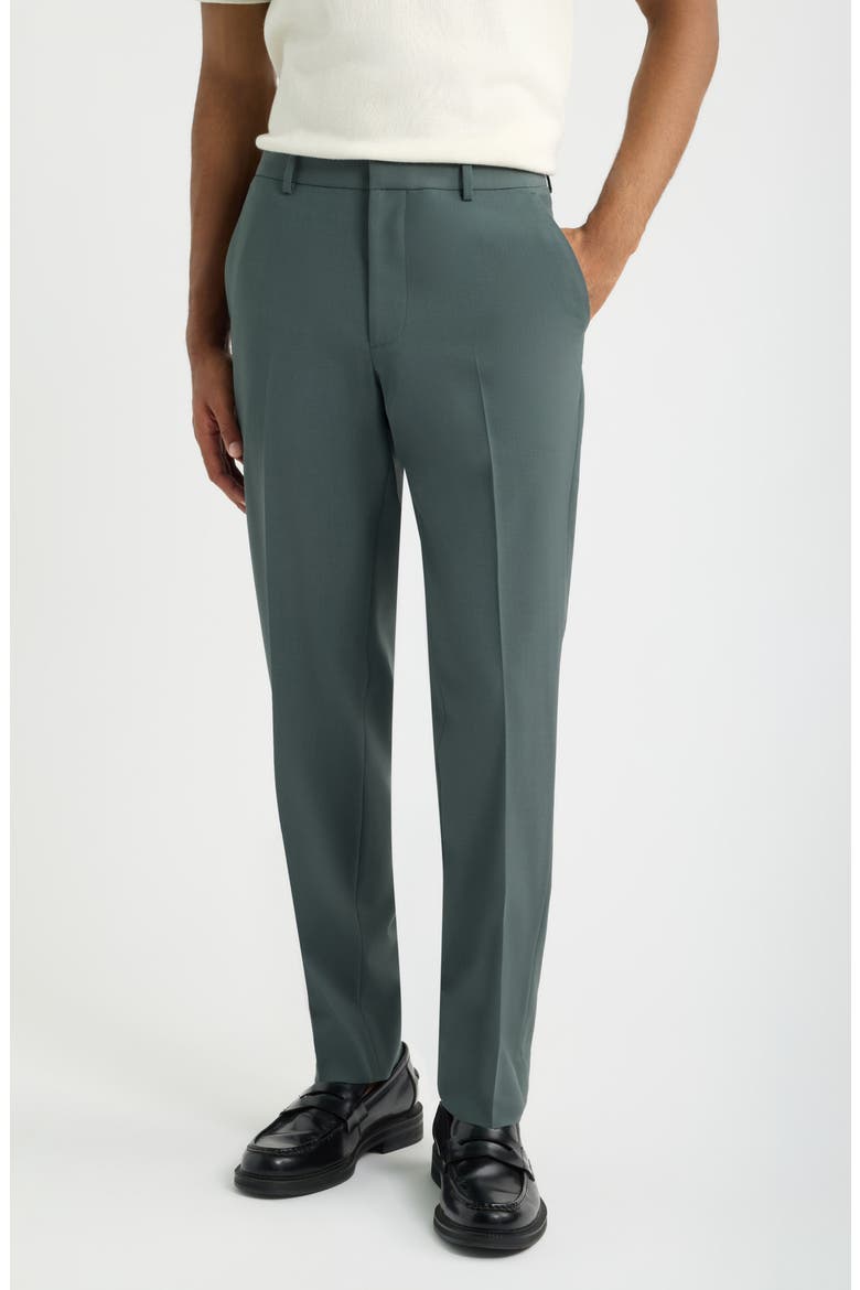 Skinny Fit Pleated Suit Pants, Main, color, GREEN URBAN