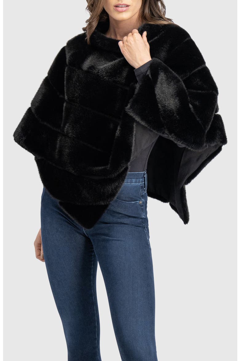 Fur-Free Mink (Faux Fur) Cape, Alternate, color, BLACK