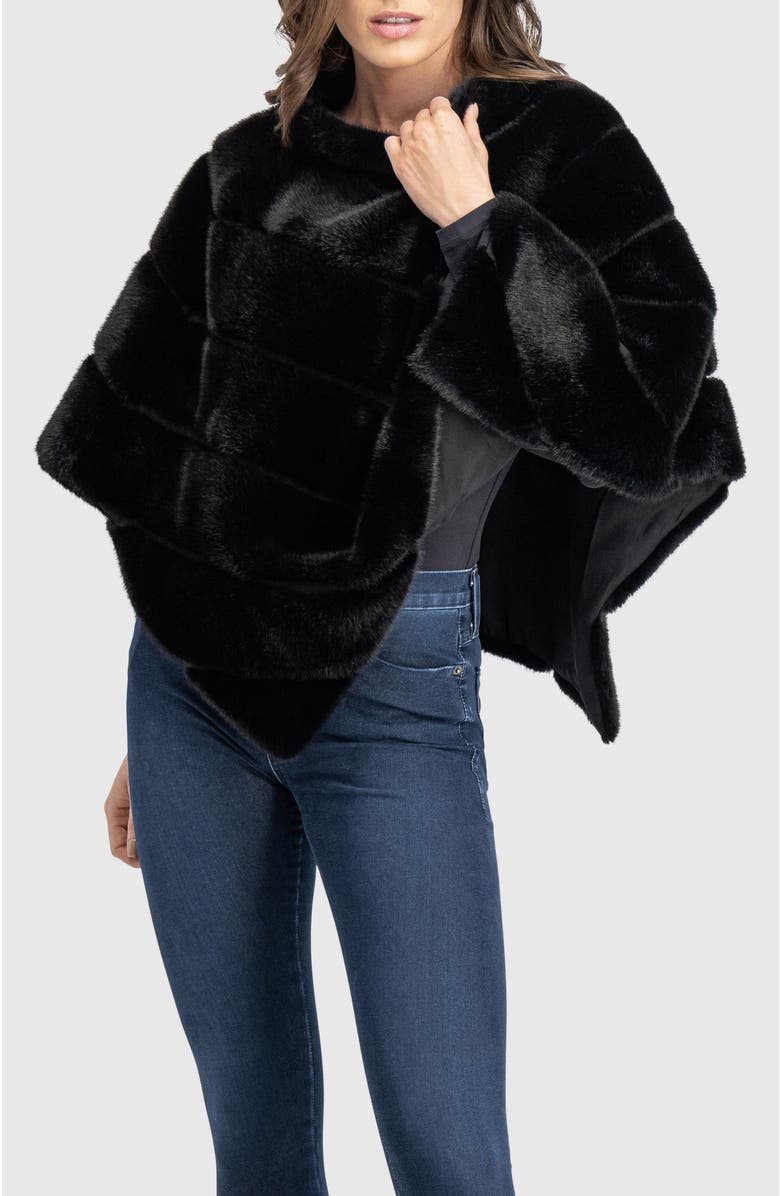 Lyla Grant Fur-Free Mink (Faux Fur) Cape, Alternate, color, Black