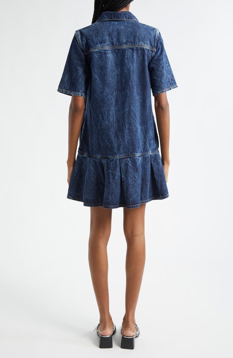 Ganni Crinkle Future Organic Cotton Blend Denim Minidress, Alternate, color, 