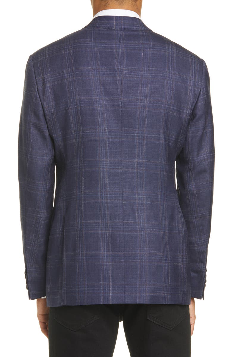 Giorgio Armani Trim Fit Plaid Wool Blend Sport Coat, Alternate, color,