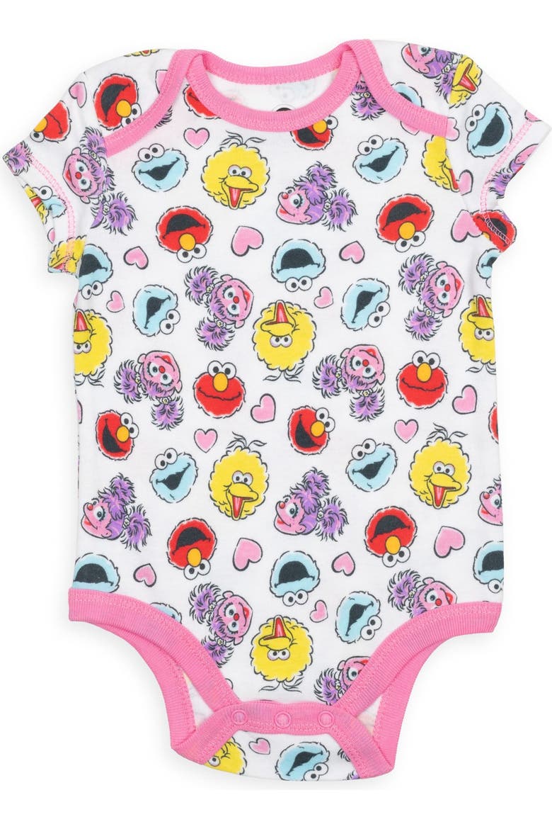5-Pack One Piece Short Sleeve Bodysuits, Alternate, color, Pink Yellow Blue Coral