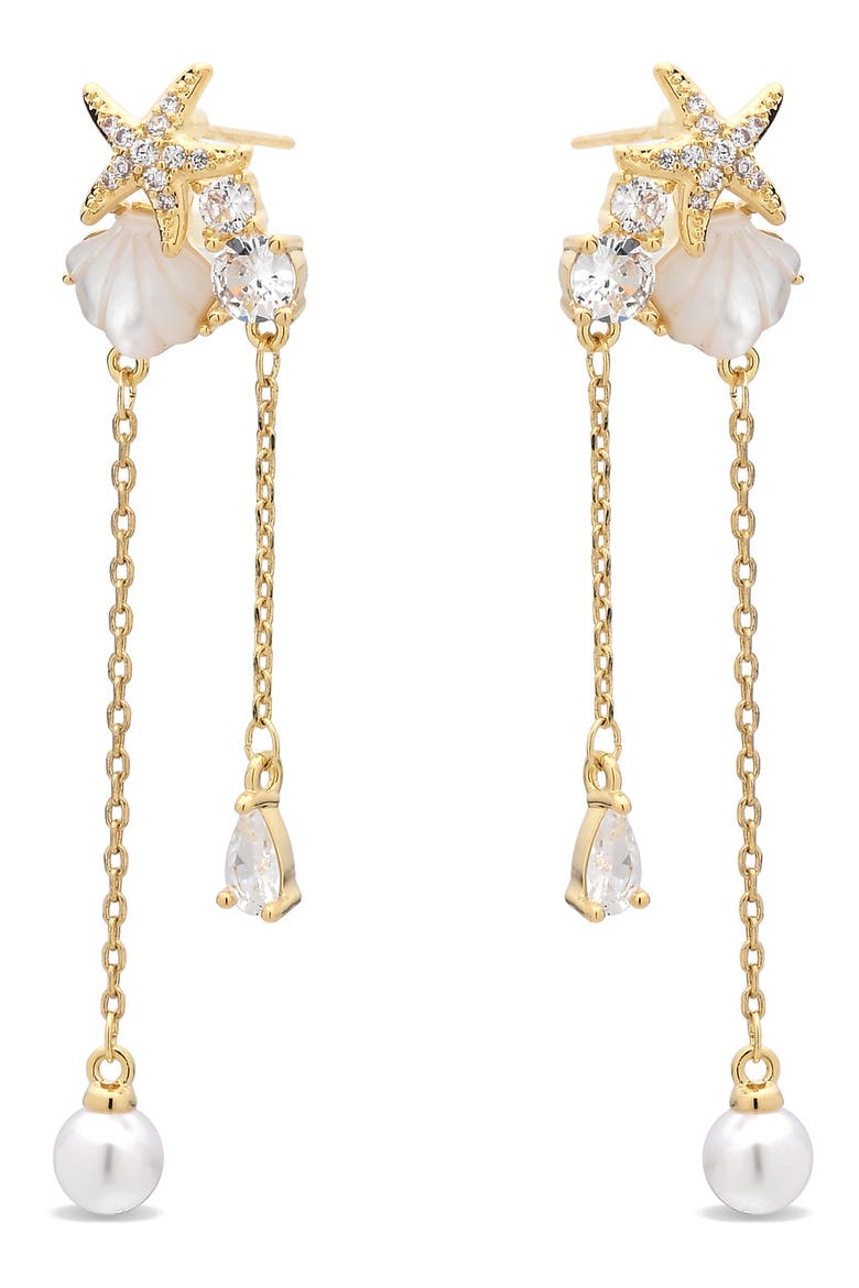 Malani Shell Dangle Drop Earrings, Main, color, GOLD