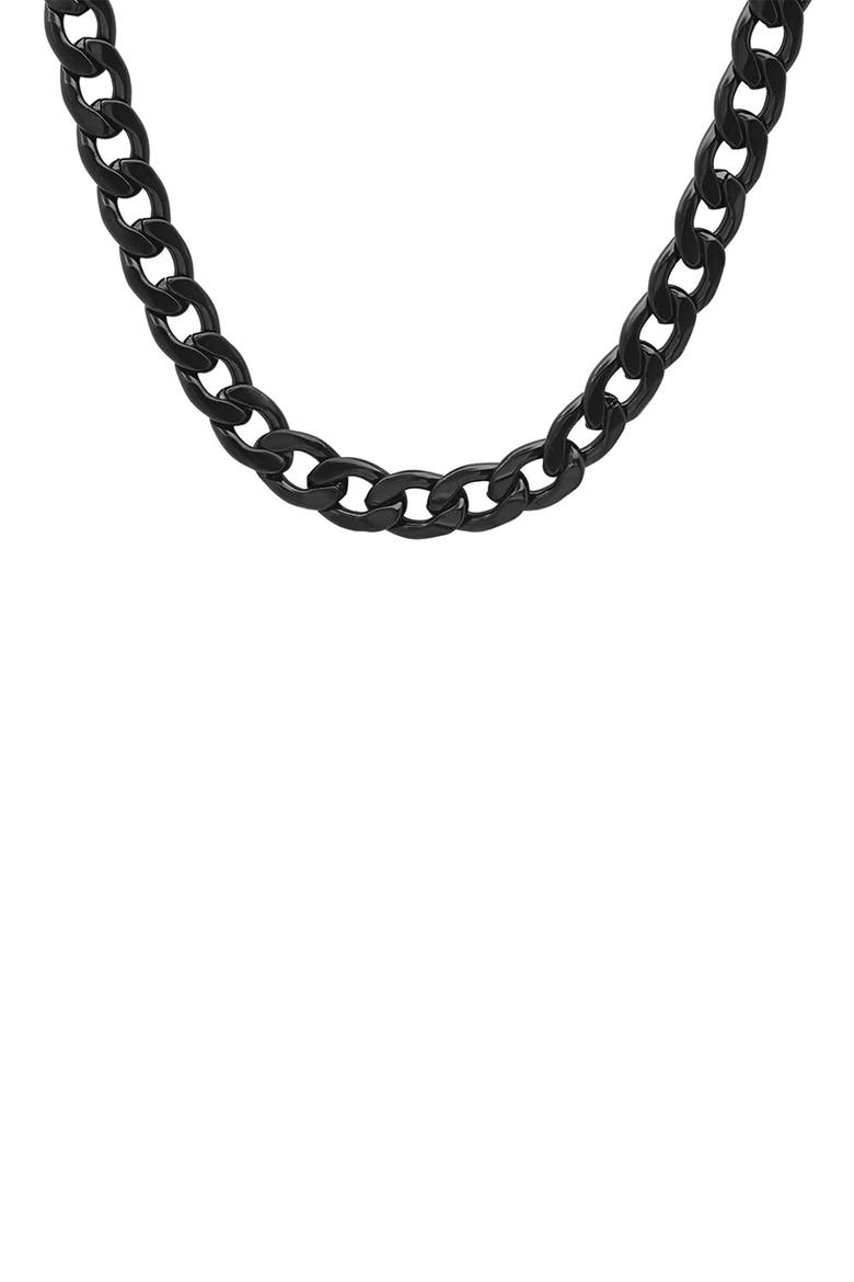 Men's Black IP Stainless Steel 24" Curb Chain Necklace, Alternate, color, METALLIC