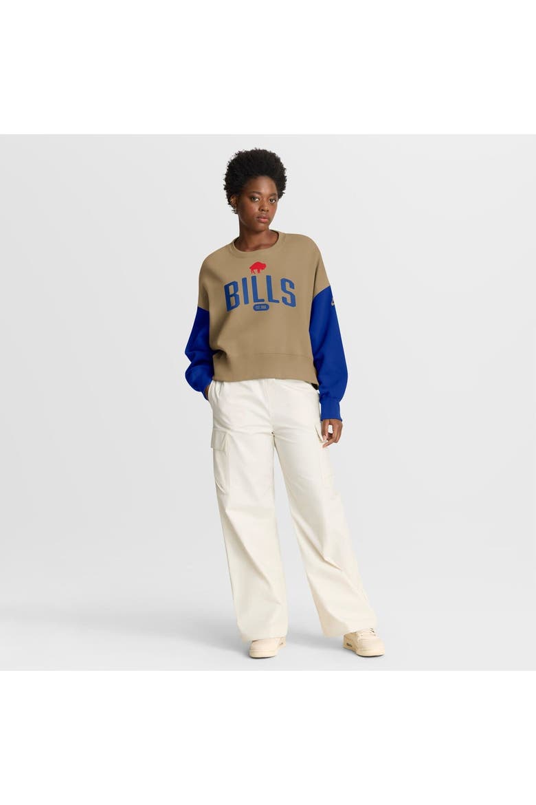 Women's Nike Tan Buffalo Bills Oversized Rewind Pullover Sweatshirt, Alternate, color, Tan