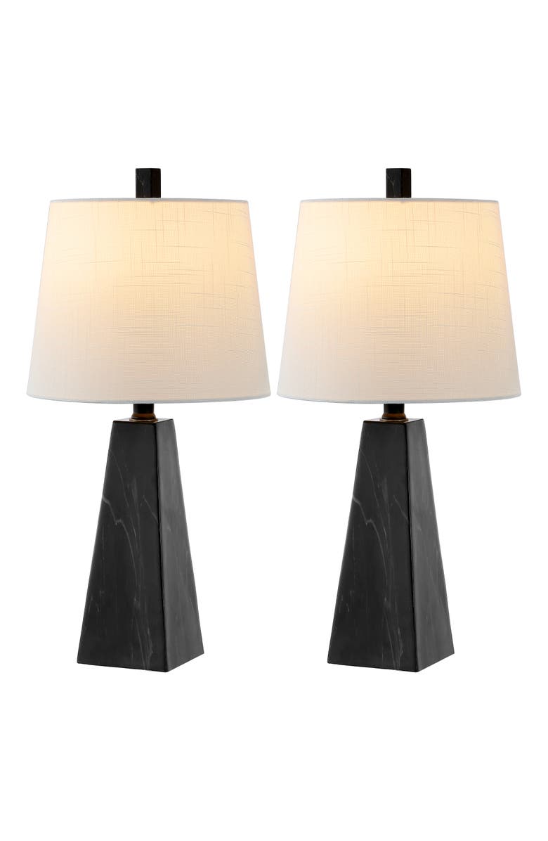 JONATHAN Y Owen Contemporary Resin LED Table Lamp, Alternate, color, Black Marble Finish- Set Of 2