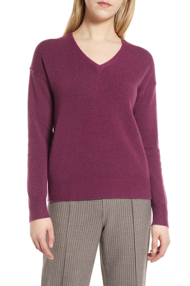 V-Neck Sweater, Main, color, PURPLE CABBAGE