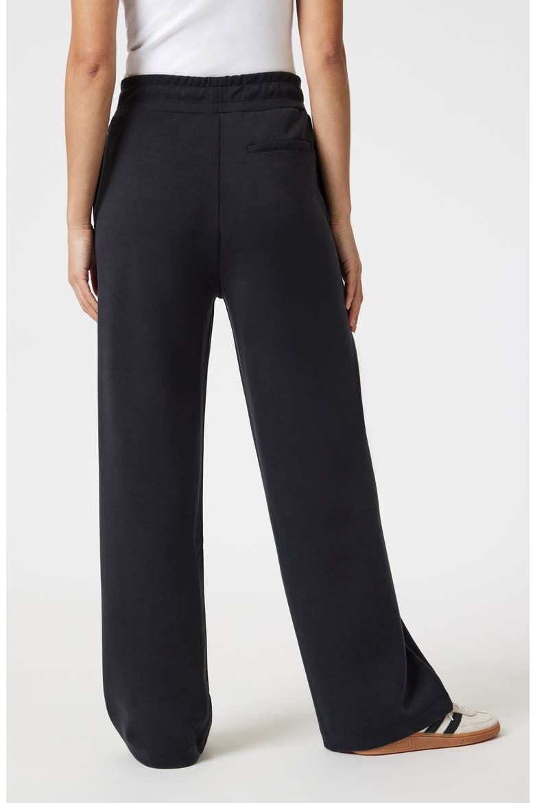 Pleated Straight Leg Pull-On Pants, Alternate, color, BLACK