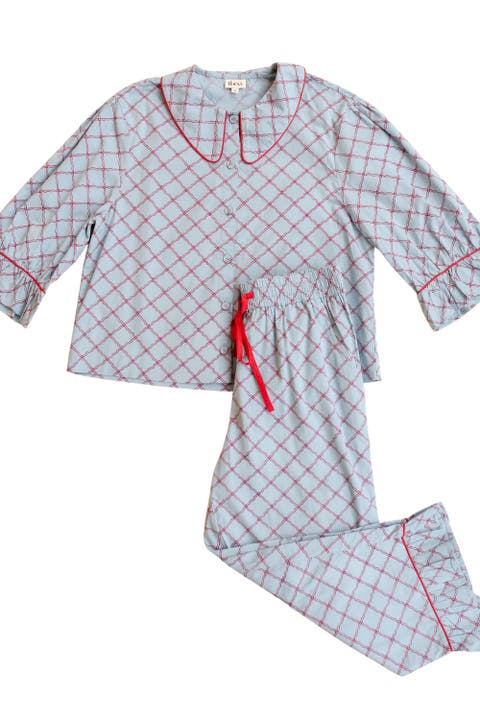 Cotton Lattice Cropped Pajamas