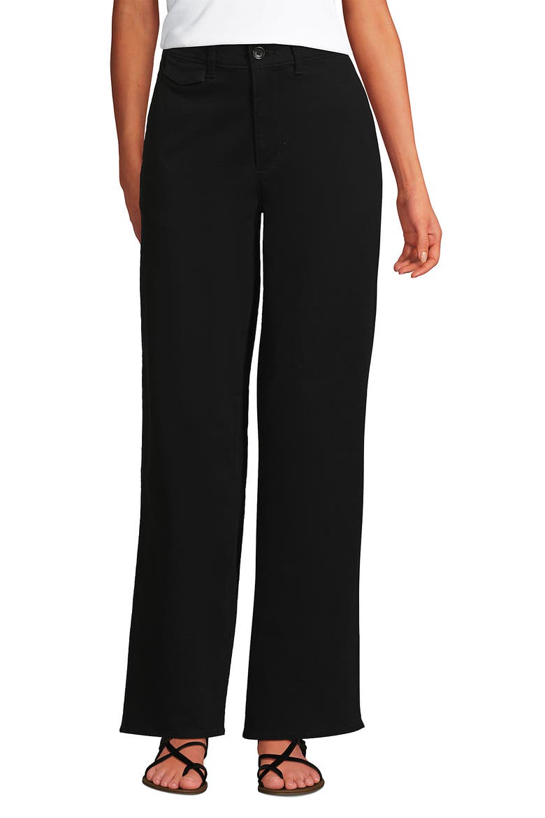 Chino High Rise Rail Straight Leg Pants, Main, color, Black