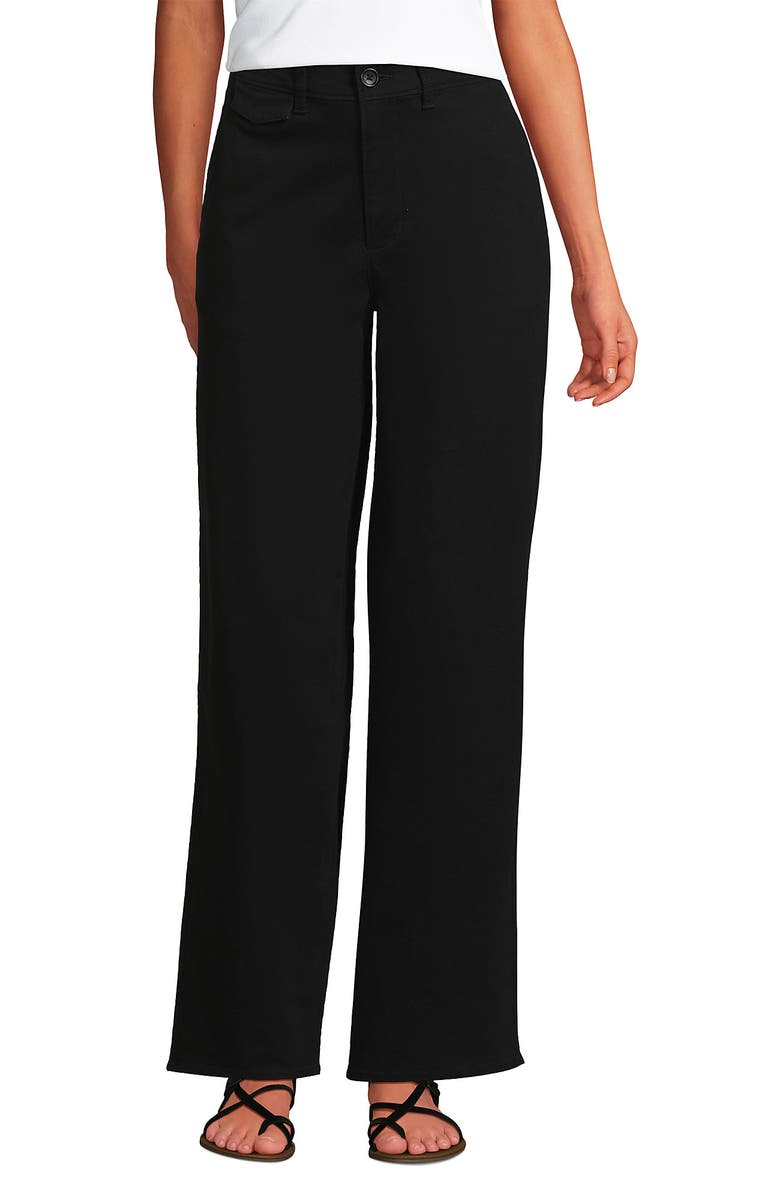 Lands' End Chino High Rise Rail Straight Leg Pants, Main, color, Black