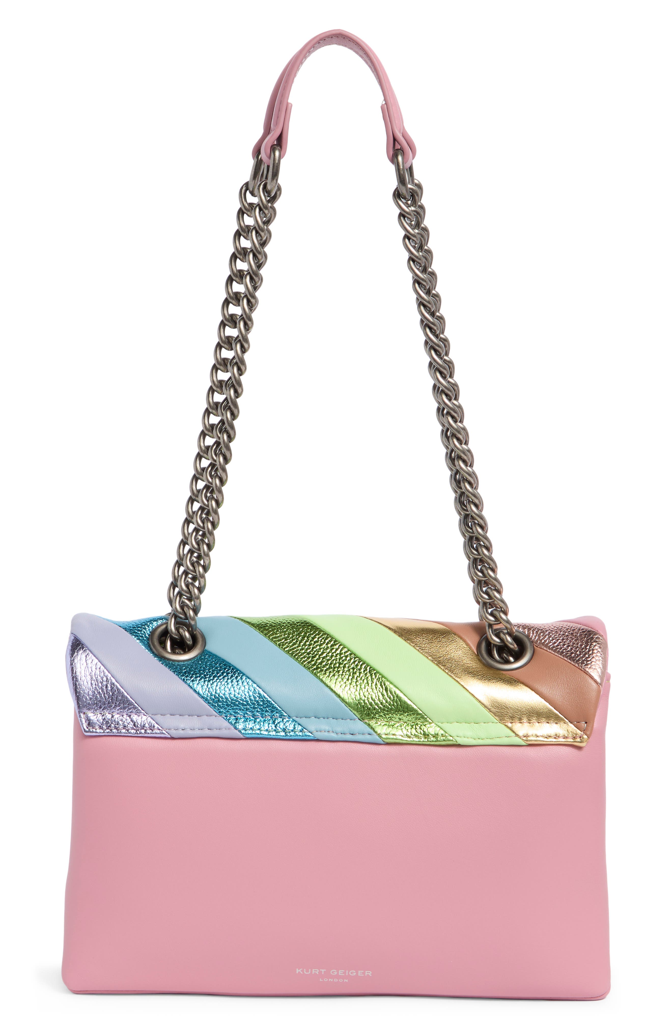 Kensington Large Leather Shoulder Bag, Alternate, color, PASTEL RAINBOW