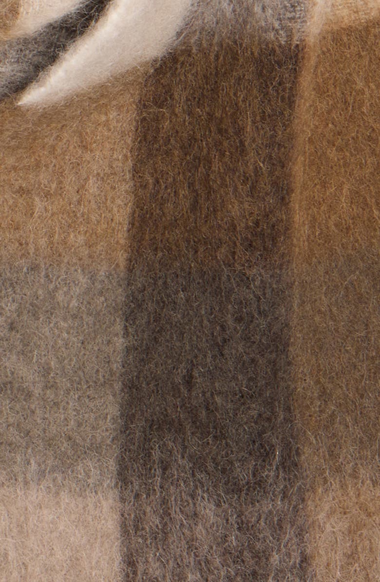 Acne Studios Vally Plaid Alpaca, Wool & Mohair Blend Scarf, Alternate, color, Dark Brown/ White/ Brown