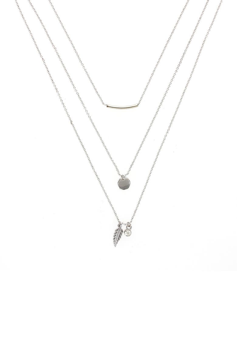 14K Gold Plated Layered Mixed Necklace, Main, color, SILVER