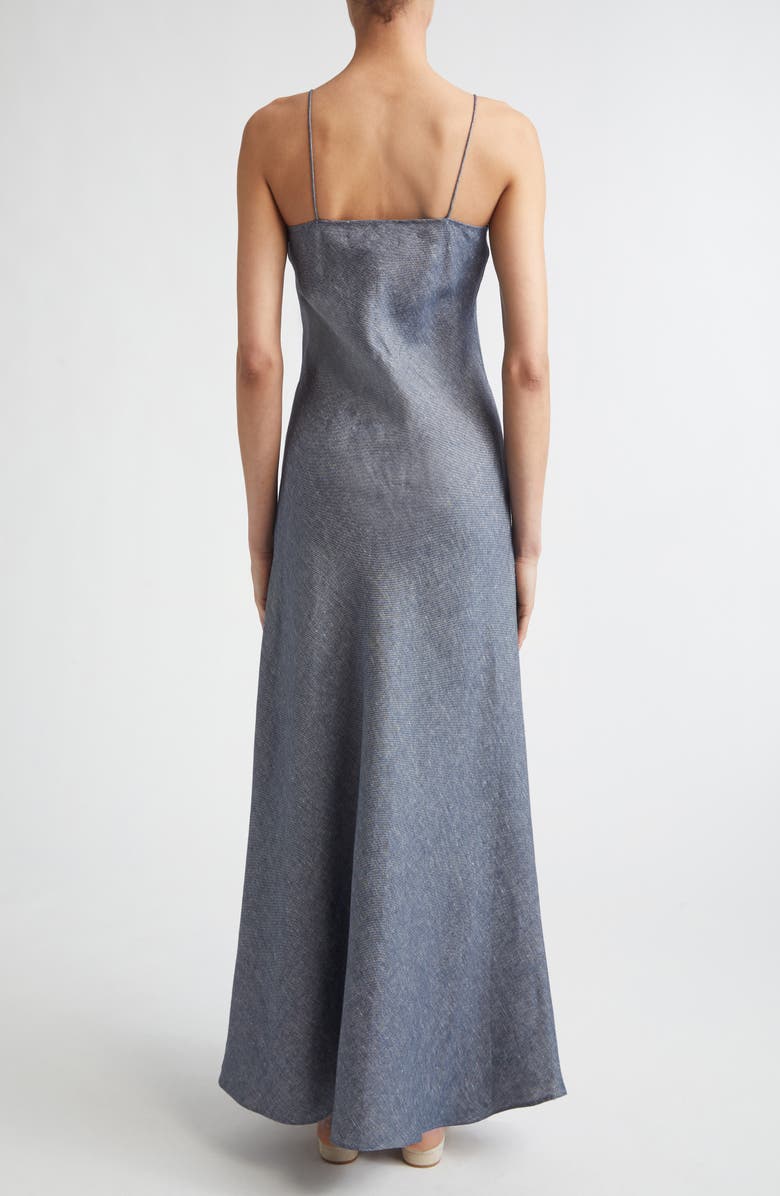 Eleventy Bias Cut Linen Blend Chambray Dress, Alternate, color, 11 Blue