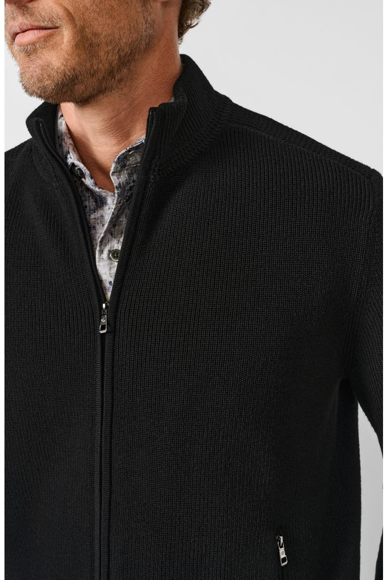 Full Zip Merino Wool Sweater, Alternate, color, BLACK