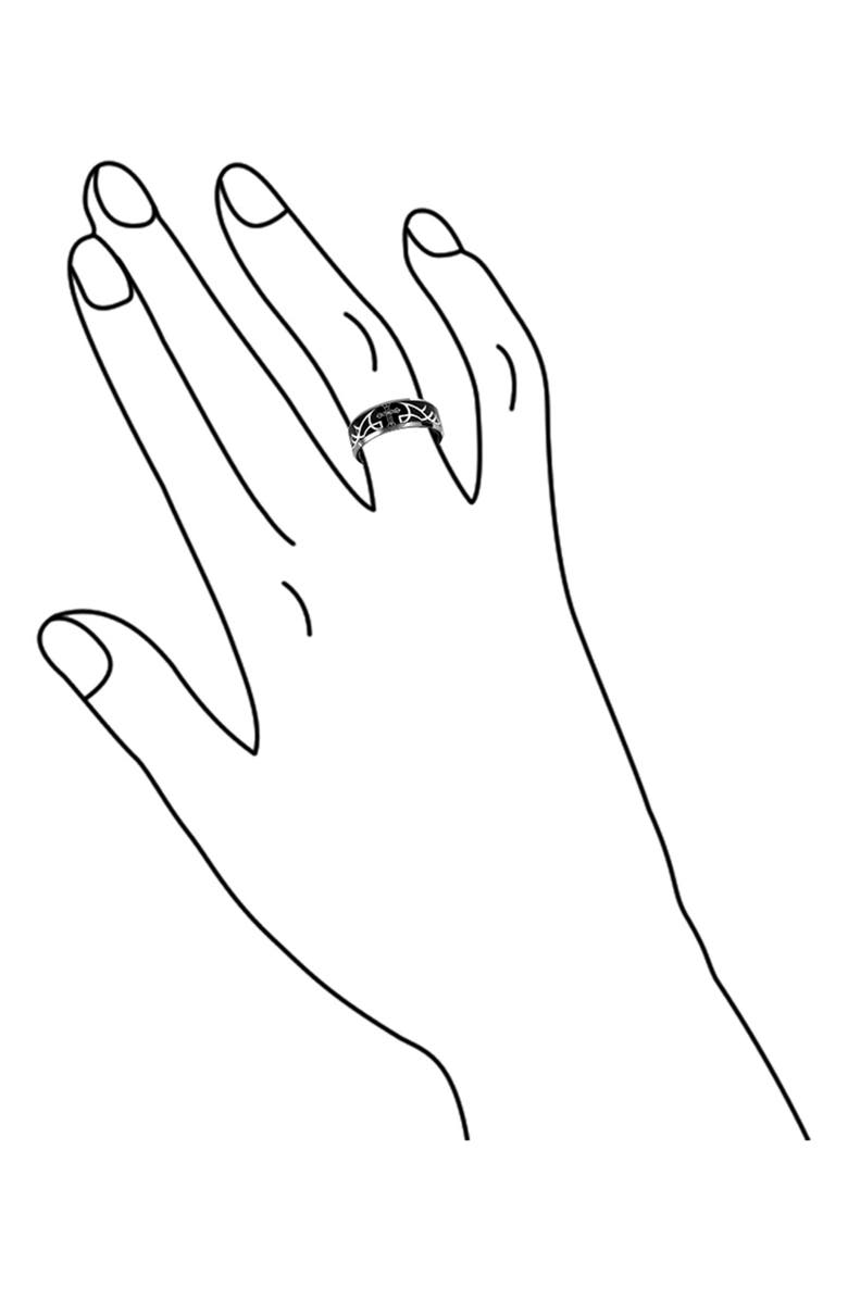 BLING JEWELRY Men's Laser Etched Black Titanium Cross Ring, Alternate, color, Black