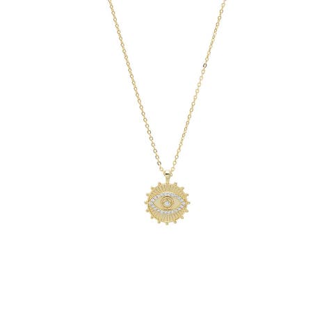 CZ Sun Evil Eye Necklace