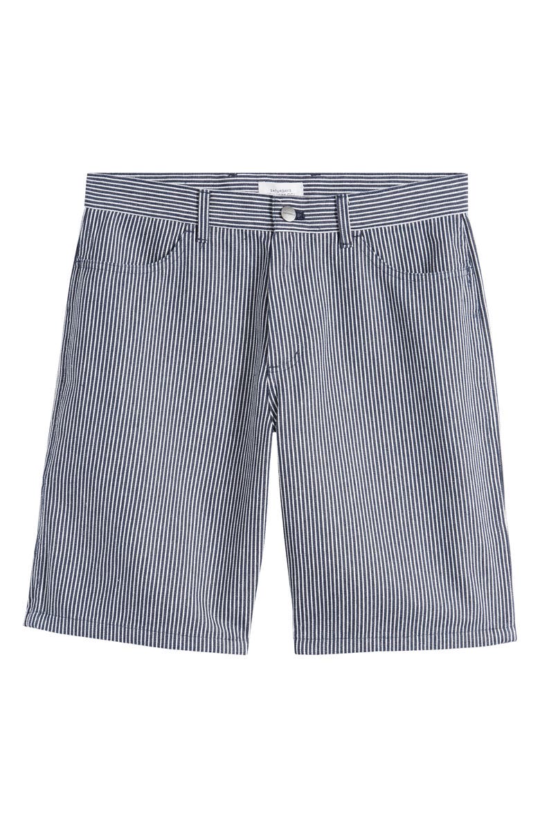 Saturdays NYC Flat Front Stripe Twill Shorts, Alternate, color,