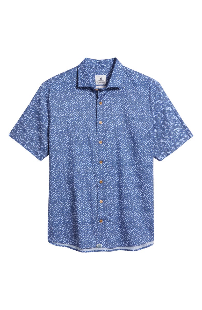 johnnie-O Patel Hangin’ Out Heart Print Short Sleeve Button-Up Shirt, Alternate, color, Navy