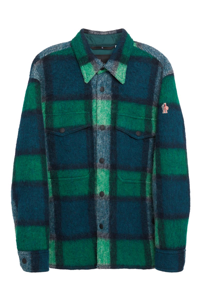 Waier Plaid Snap-Up Shirt Jacket, Alternate, color, GREEN BLUE
