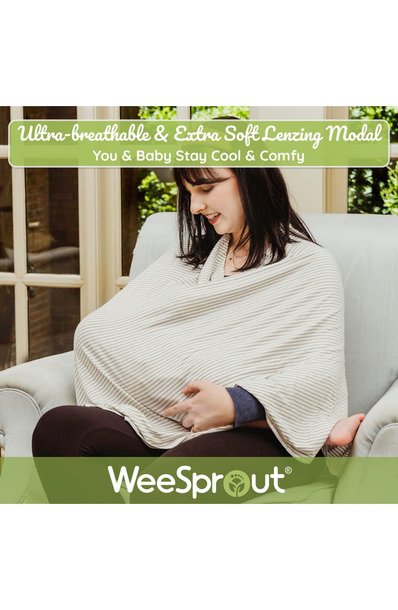 WeeSprout Nursing Cover for Breastfeeding, Soft & Breathable Nursing Poncho, Alternate, color, Vintage Black Stripe