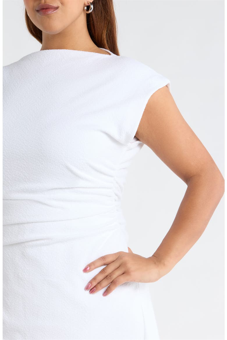 Cap Sleeve Ruched Dress, Alternate, color, WHITE