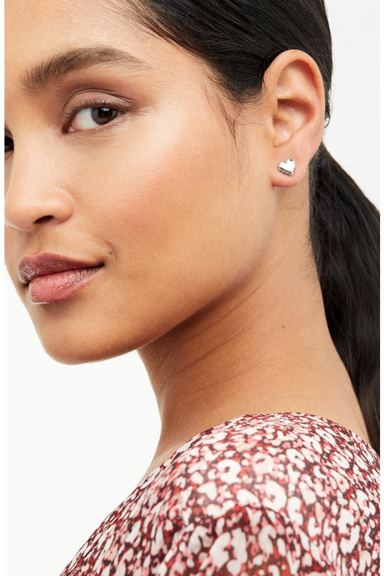 Sersy Sparkle Heart Stud Earrings, Alternate, color, SILVER TONE / CLEAR CRYSTAL