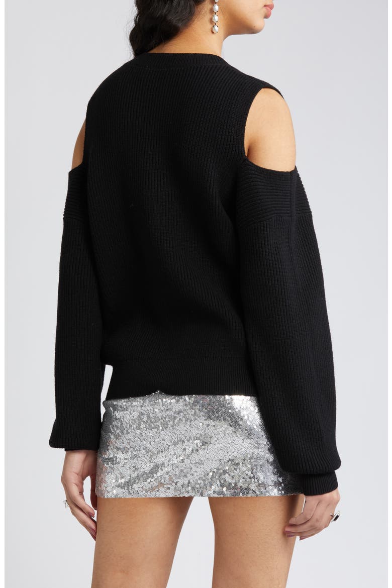 Cold Shoulder Sweater, Alternate, color, BLACK