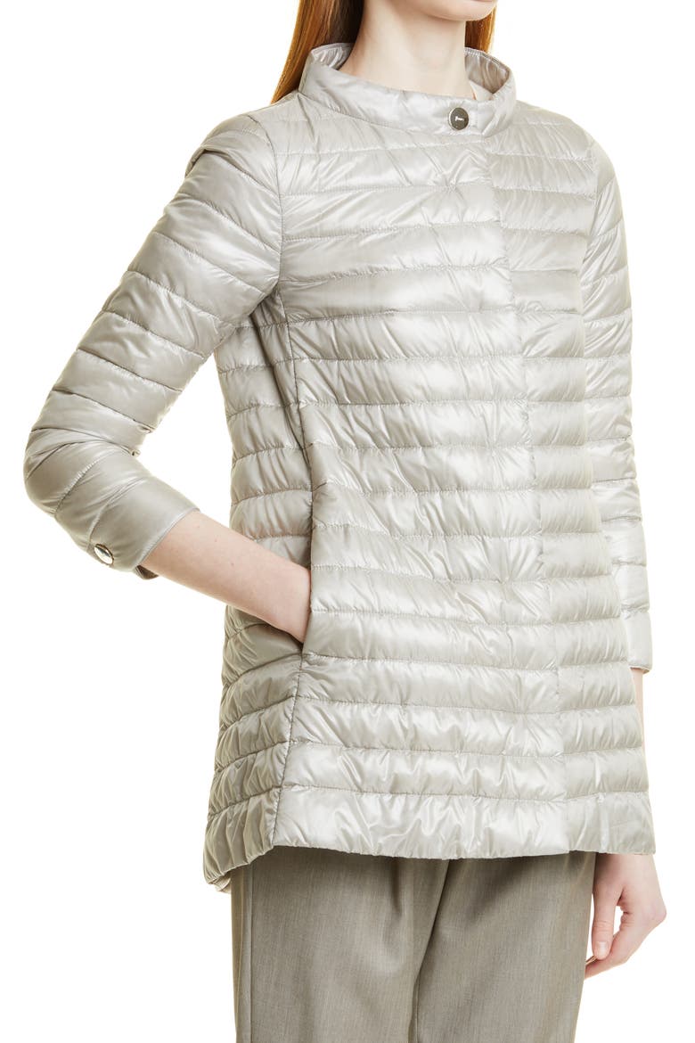 Rossella Water Repellent High/Low A-Line Down Puffer Jacket, Alternate, color, PEARL GREY